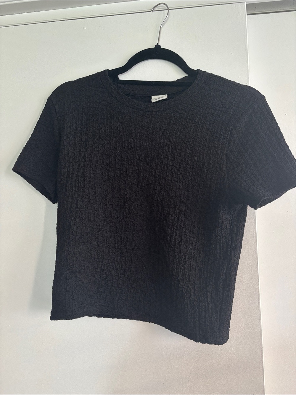 Abercrombie & Fitch A&F Black Textured Crop Top Baby Tee Medium